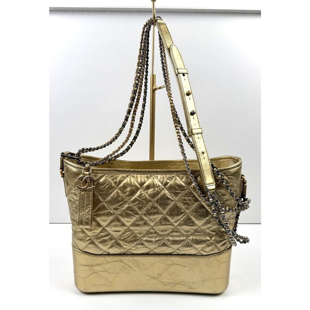 Chanel Gabrielle Gold Aged Calfskin Large Leather Handbag